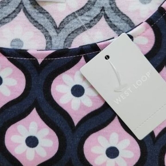 West Loop Bohemian Floral Women's Tunic Top Multicolor Tie Sleeve Design - Picture 8 of 8